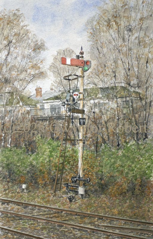 The former railway signal at Ystrad Mynach